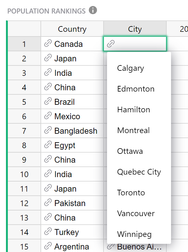 Filtered reference dropdown list